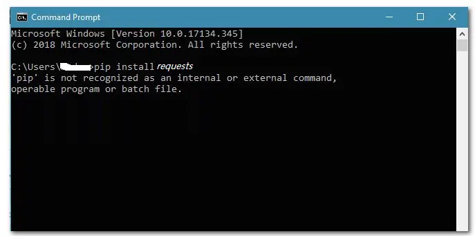 pip-is-not-recognised-internal-external-command
